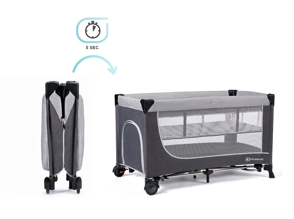 Ліжко-манеж Kinderkraft Leody Grey