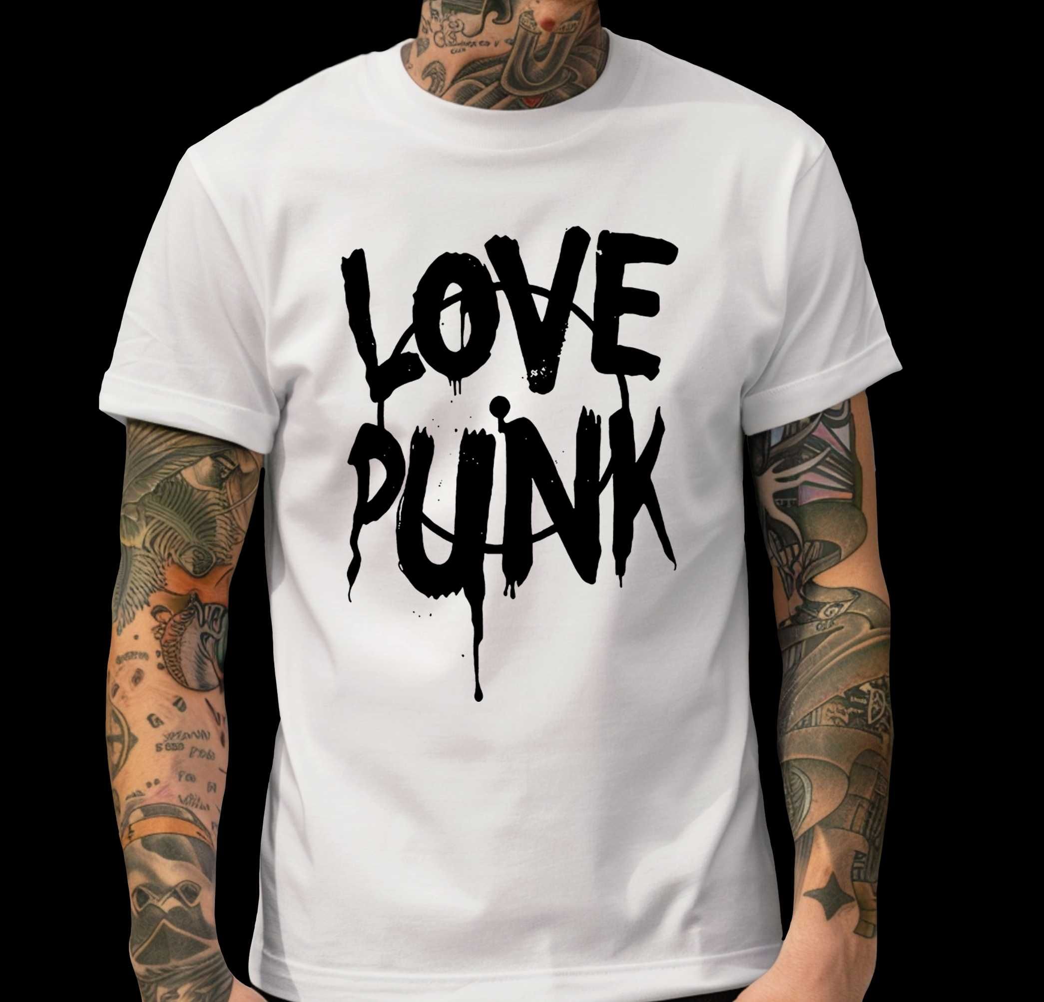 nowa biała koszulka punk's not dead, koszulka pankowa na koncert
