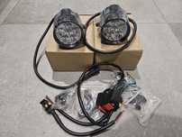 Halogeny motocyklowe LED kpl okrągłe zestaw
