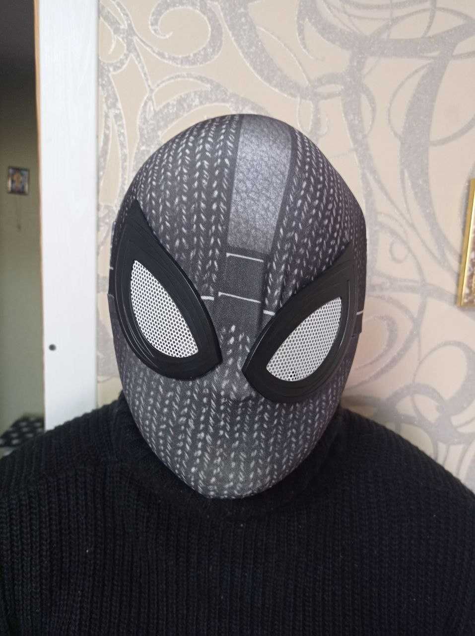 карнавальная маска человек паук черная аниматор взрослая