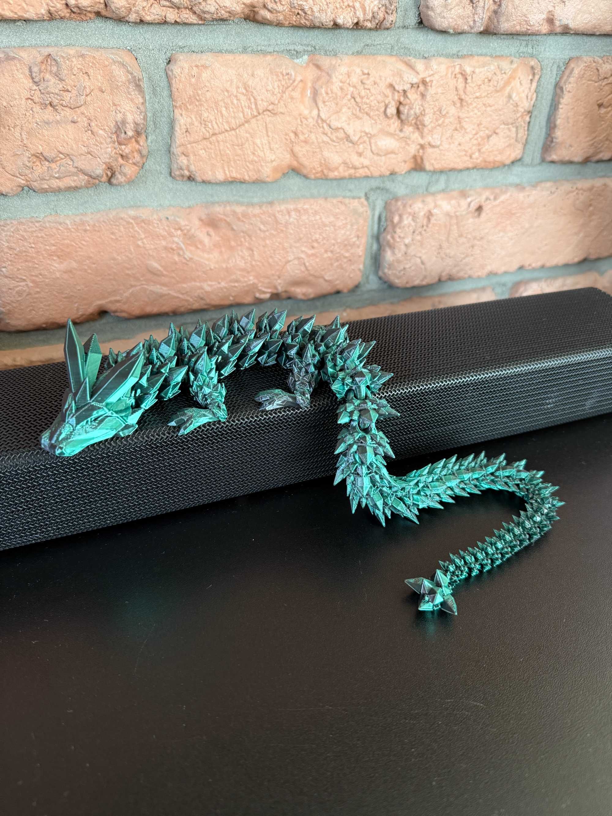 Crystal Dragon, Kryształowy Smok przegubowy, druk 3D zielono-czarny