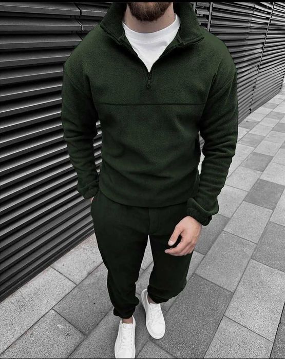 Зимний спортивный костюм мужской плюшевый As толстовка штаны на флисе