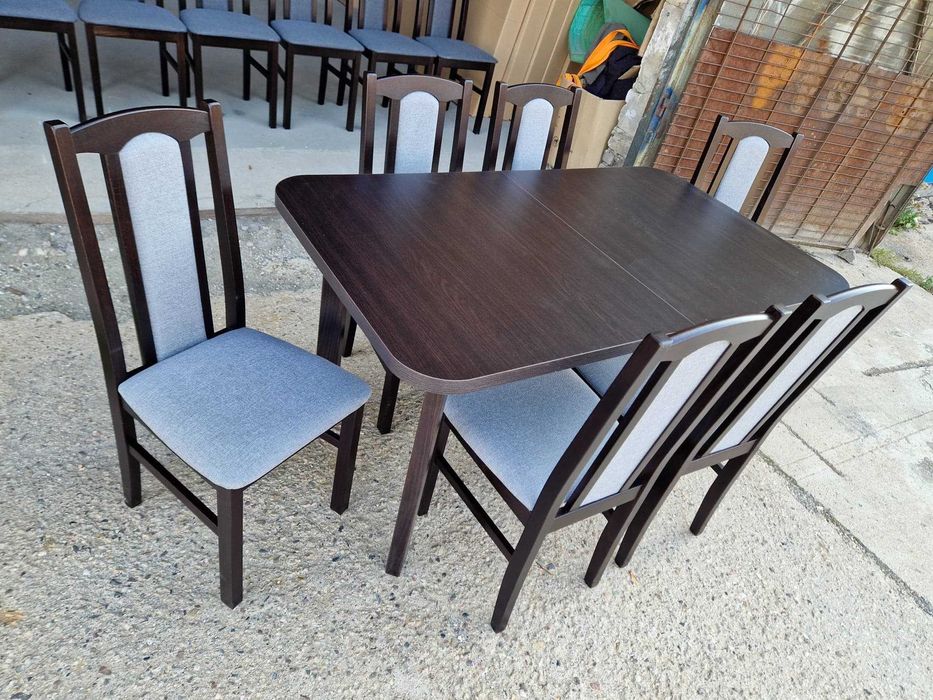 Nowe : STÓŁ + 6 KRZESEŁ, WENGE + SZARY , transport cała POLSKA