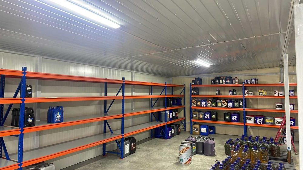 Стелажі складські. Підсилені. З полицями. Для щин та коліс. Металеві