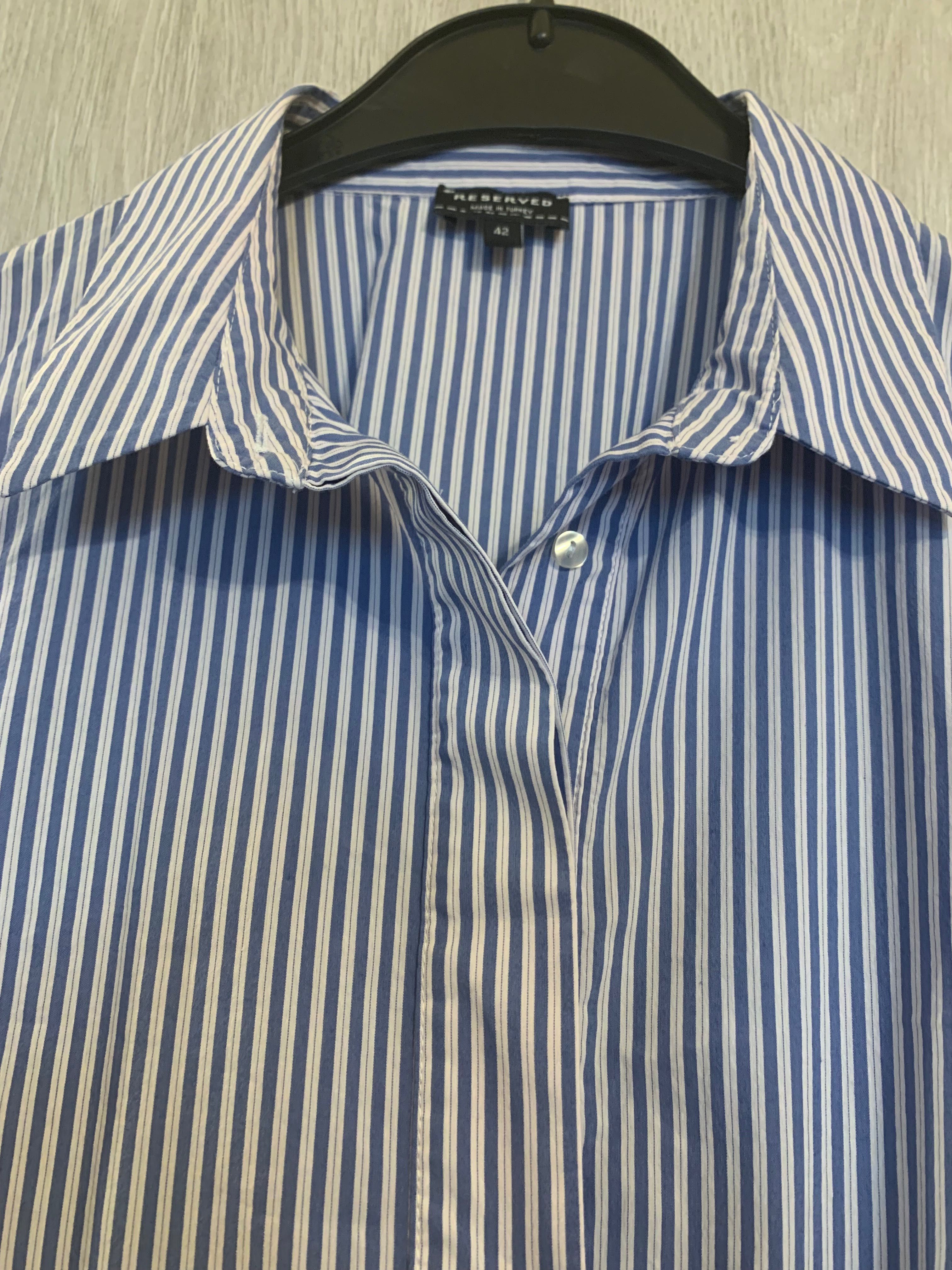 Bluzka Reserved biało niebieska, w paski 42