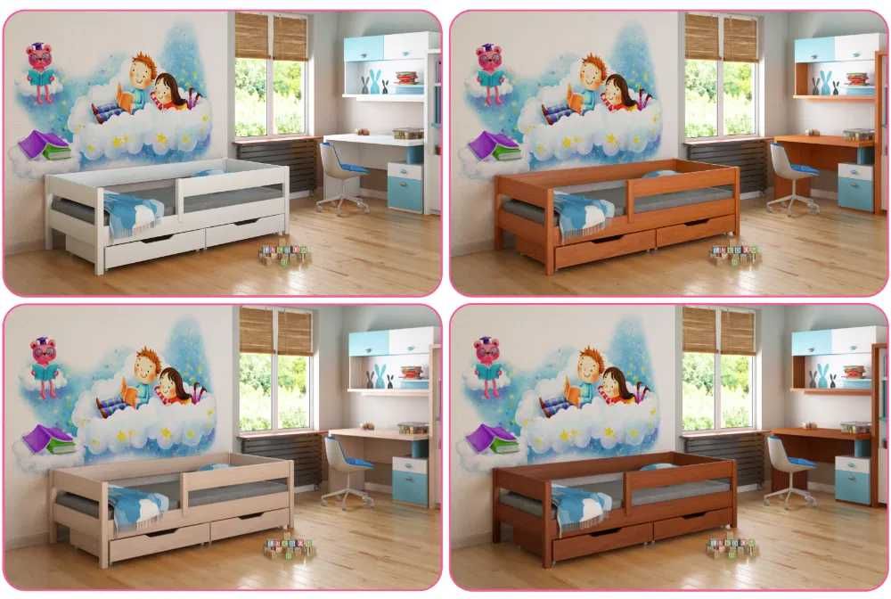 Ліжко дитяче дерев'яне букове з захисним бортиком Міх nove - Лу