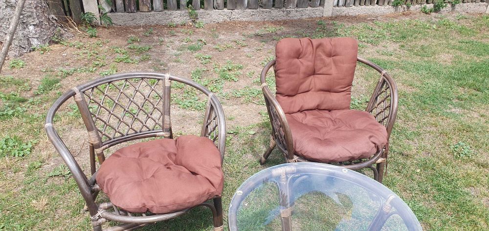 Meble ogrodowe balkonowe ratan - zestaw poduszki stolik krzesła ławka