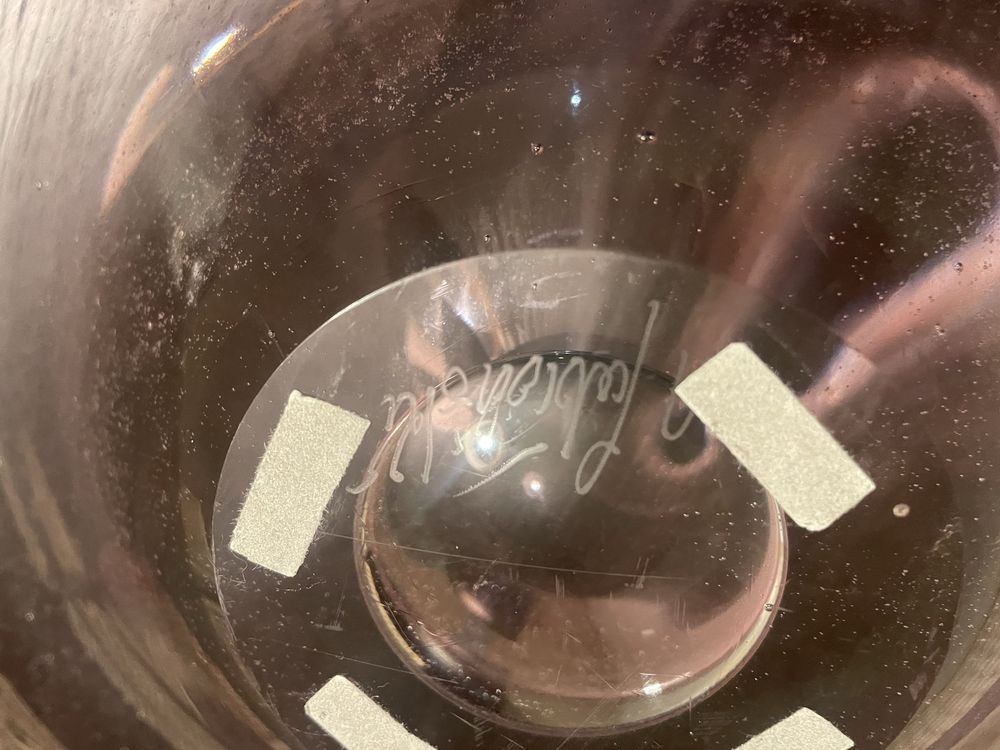 Taça decorativa vidro da Marinha Grande, assinada
