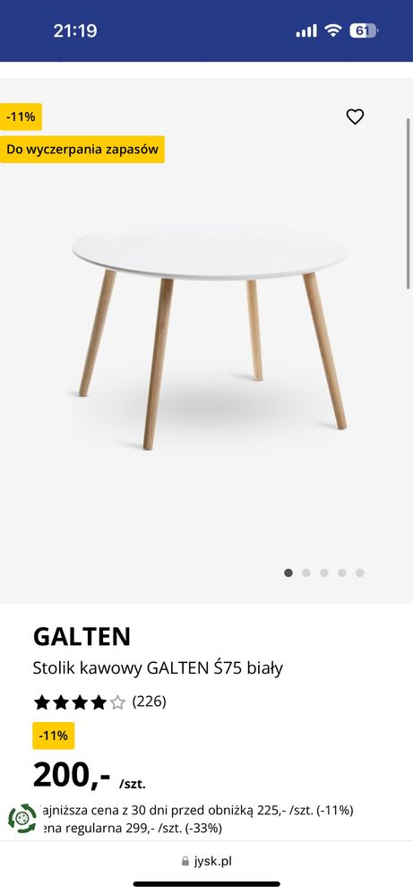 Sprzedam stolik kawowy ,,Galten’’