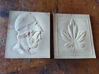 Antigas placas de molde em cartão para trabalhos em bronze.