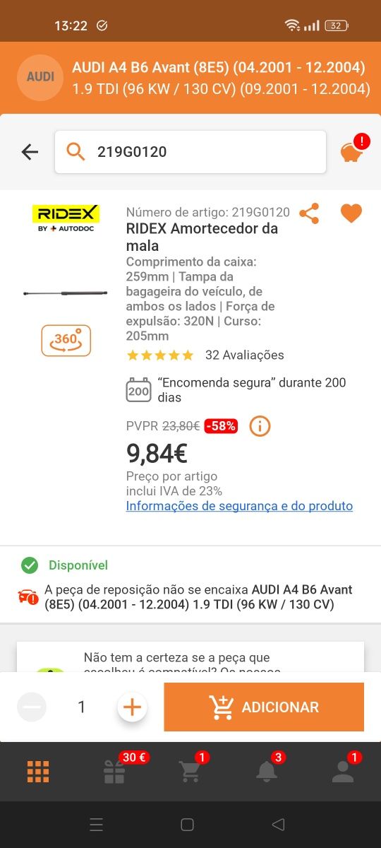 Amortecedor Bagageira SEAT LEON