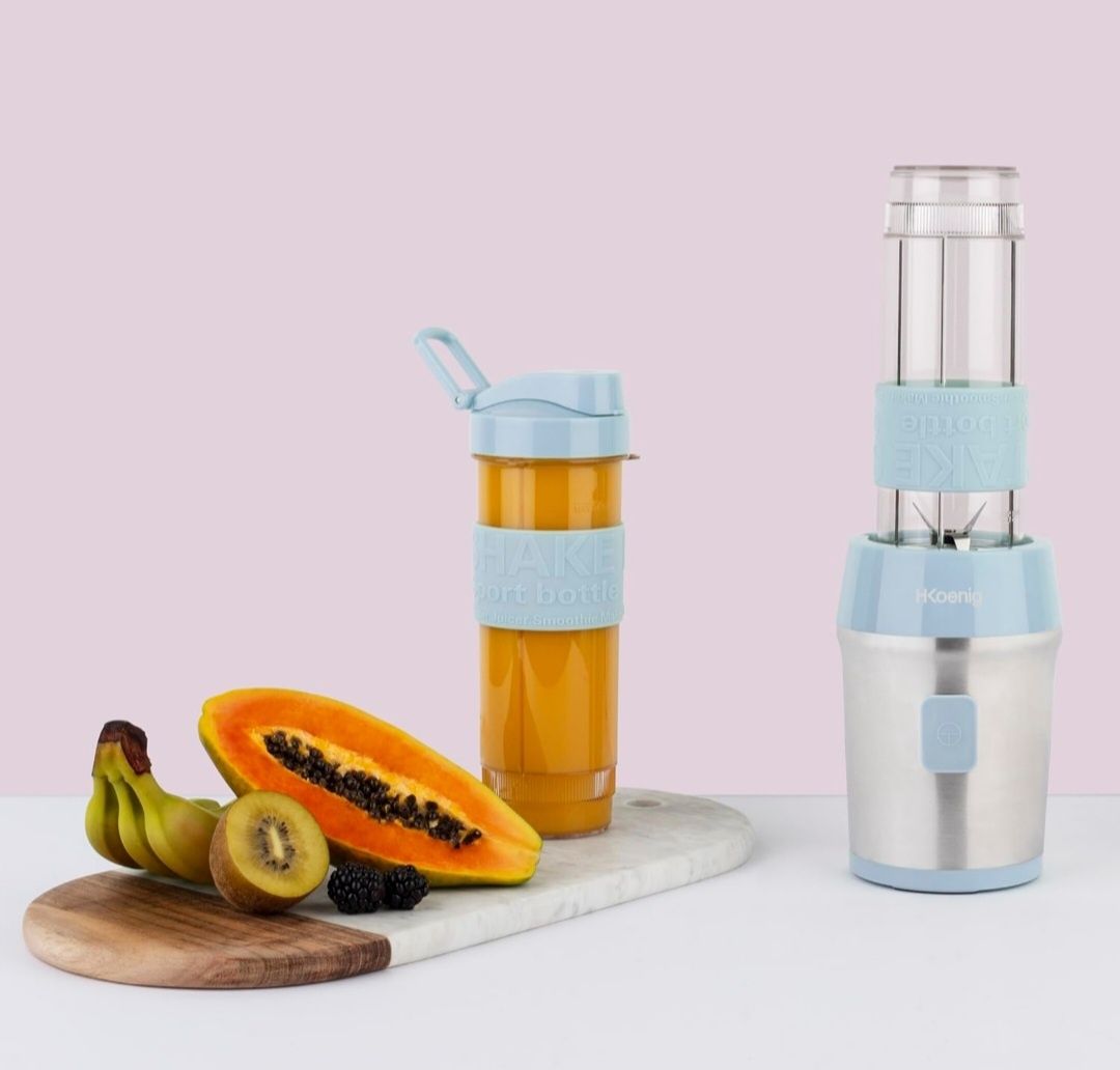 HKOENIG Mini Blender Kompaktowy Niebieski 570mL 300W Bez BPA Smoothie