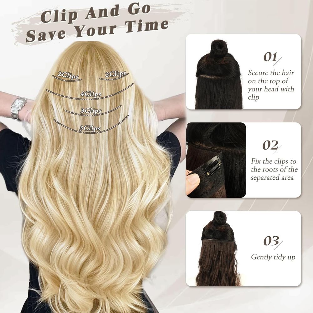Pasma syntetyczne blond BARSDAR clip in 50 cm