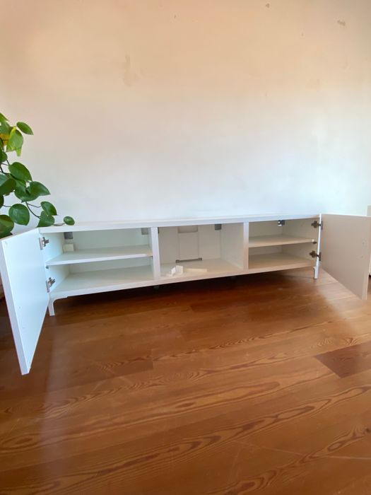 IKEA Besta - Armário TV, branco c/ pés metálicos, 180x42x38cm