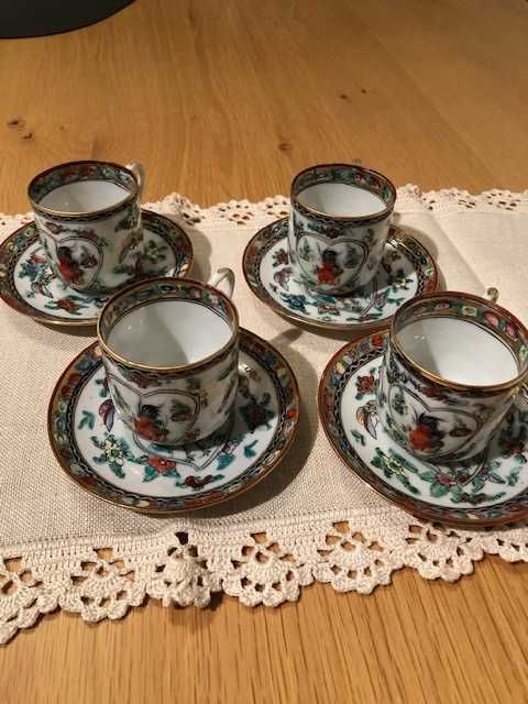 Peças de Coleção de Porcelana Fina, Conjunto de Café "Luta de Galos"