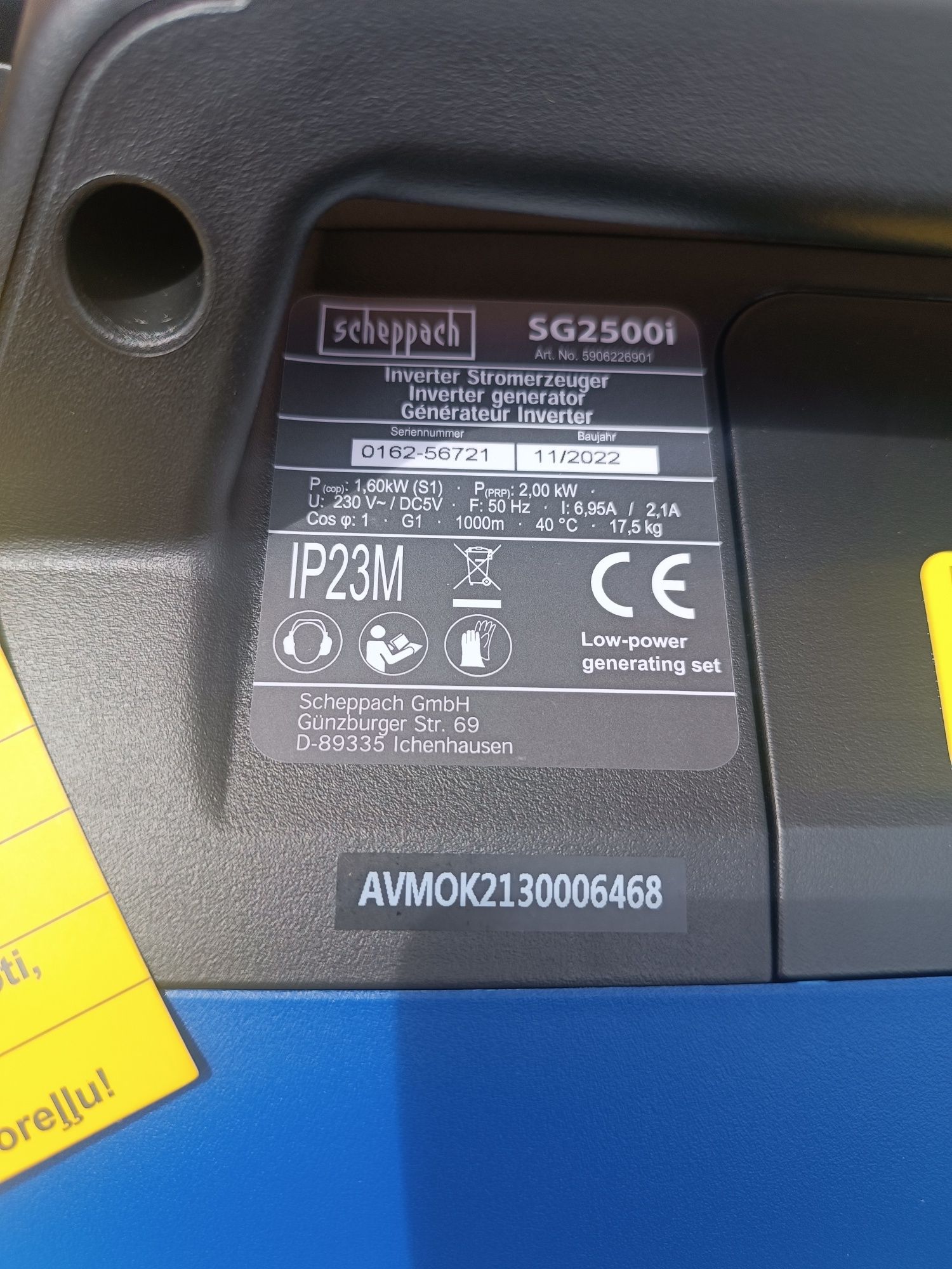 Генератор инверторный Scheppach SG2500i 2 кВт. Прямі поставки