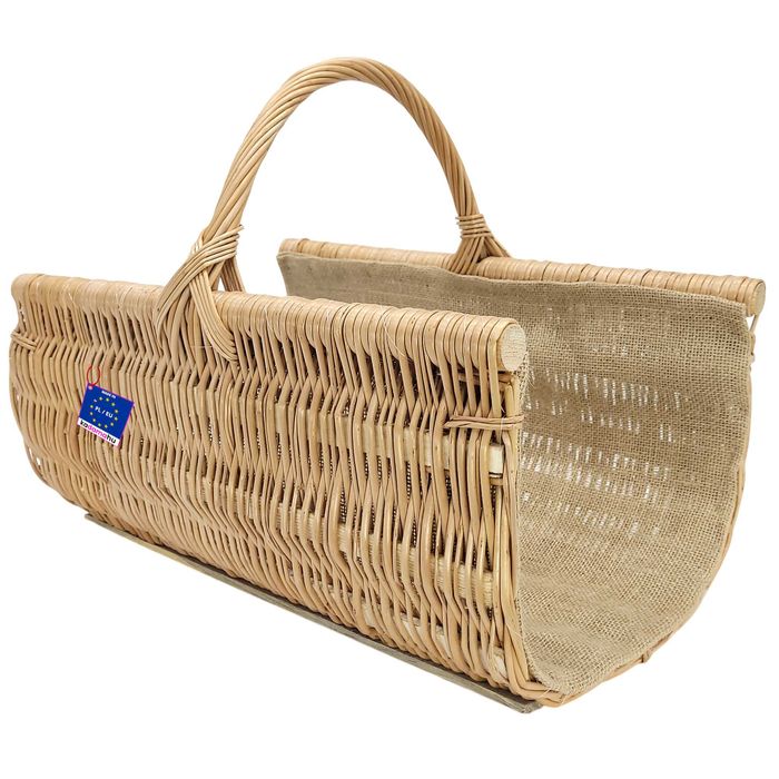 Kosz wiklinowy na drewno z jutą Rynna 50x43x32cm koszyk kominkowy