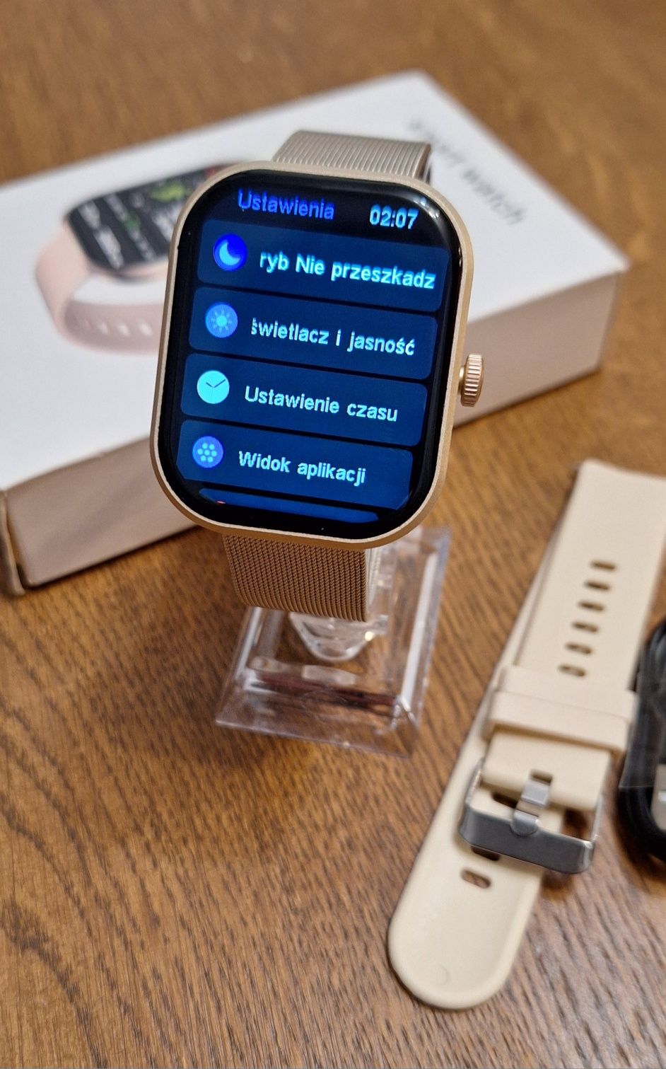 Zegarek damski smartwatch inteligenty PL menu - krokomierz, puls