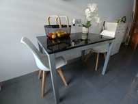 Mesa p/Cozinha -Tampo vidro preto