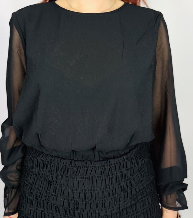 Czarna szyfonowa sukienka mini XL 42 H&M