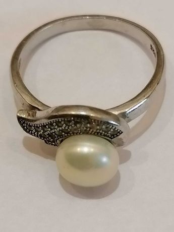 Кольцо, перстень серебро с натуральным жемчугом