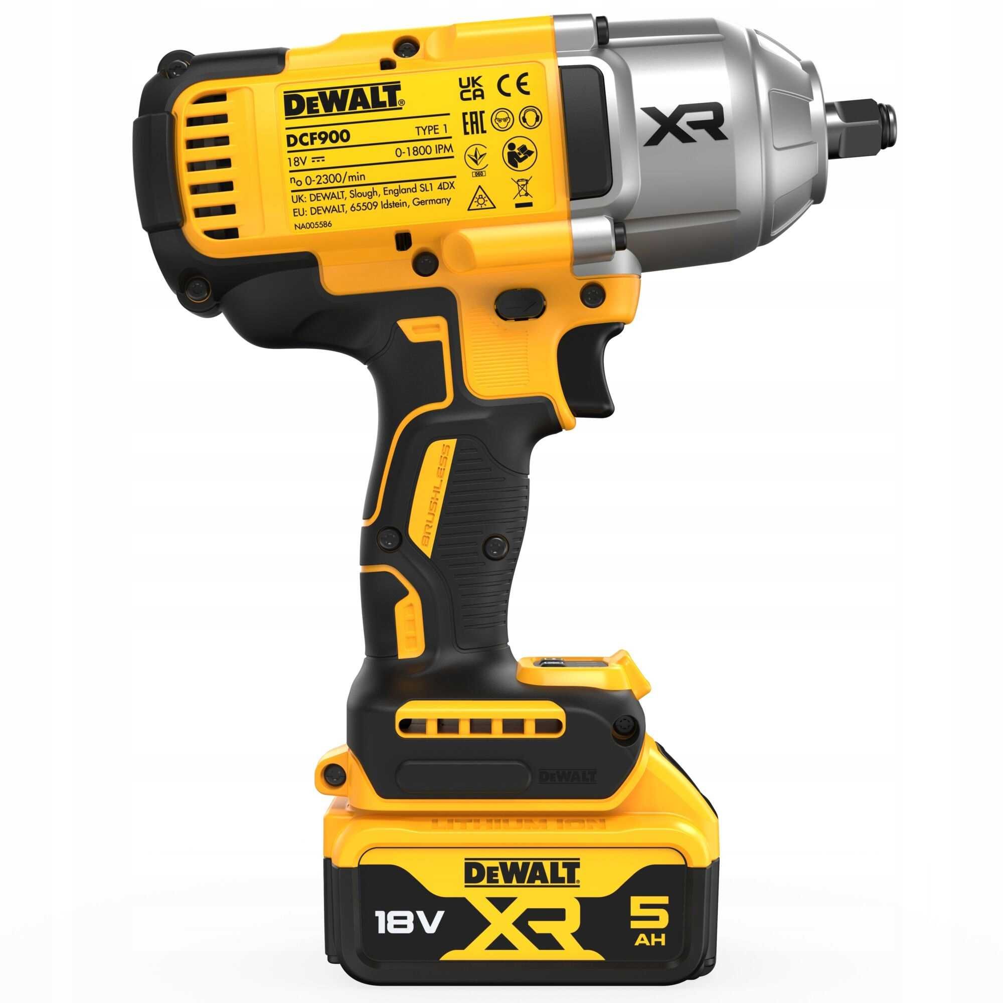 Klucz udarowy 1/2", 1355Nm 18V Li-lon 2x5,0Ah DeWalt [DCF900P2T-QW]