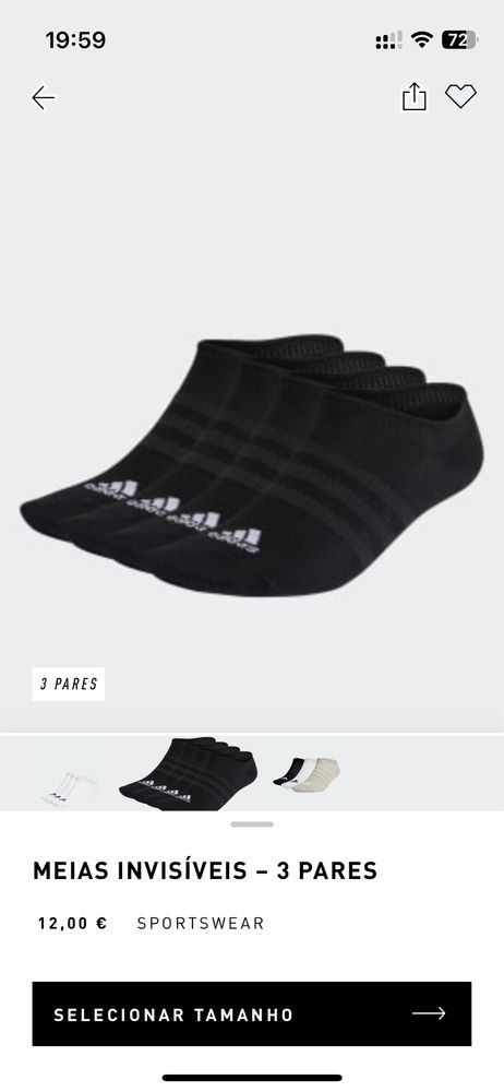 Meias curtas da Adidas nunca usadas