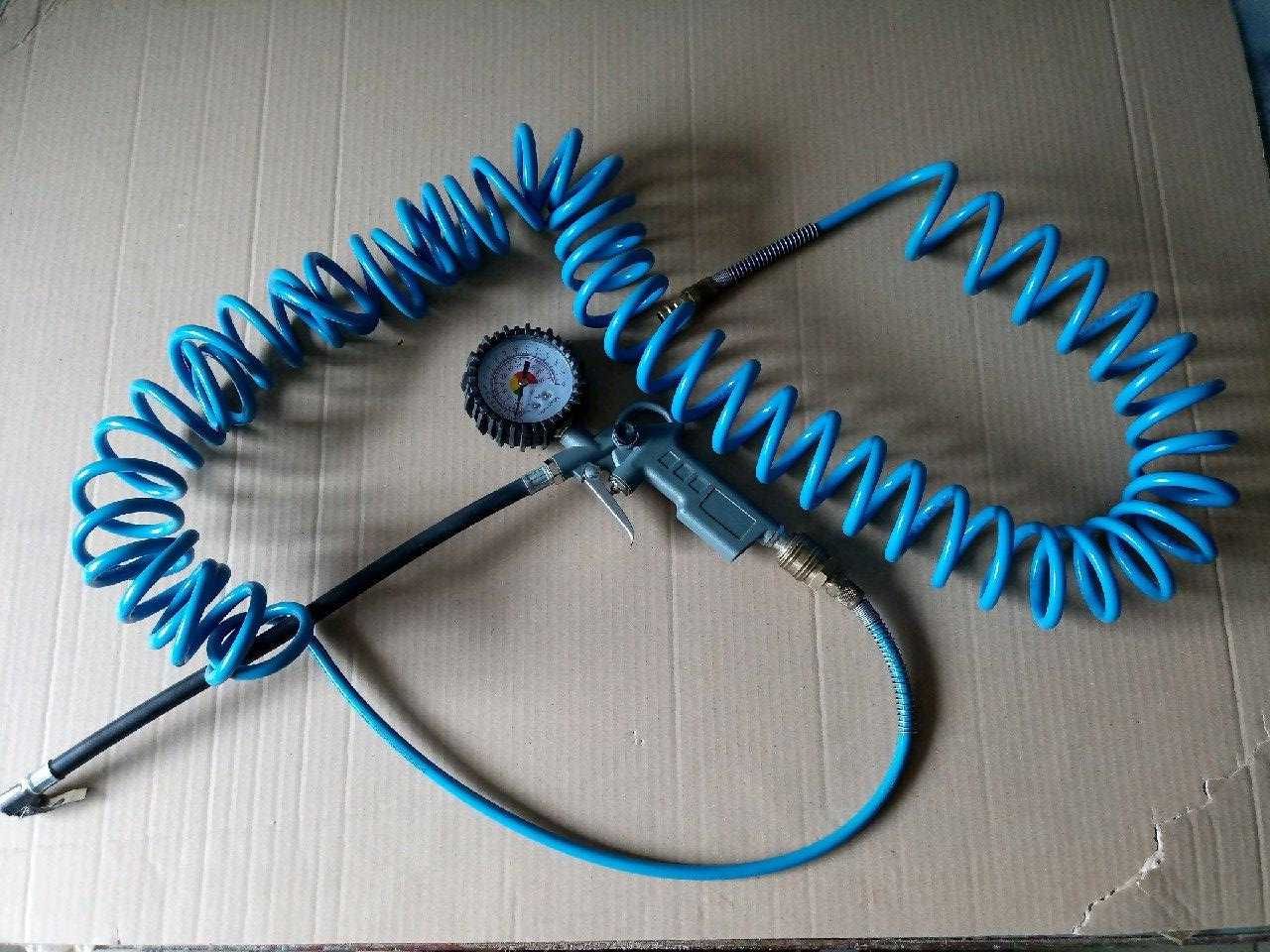 Pistolet z manometrem + przewód do sprężarki kompresora