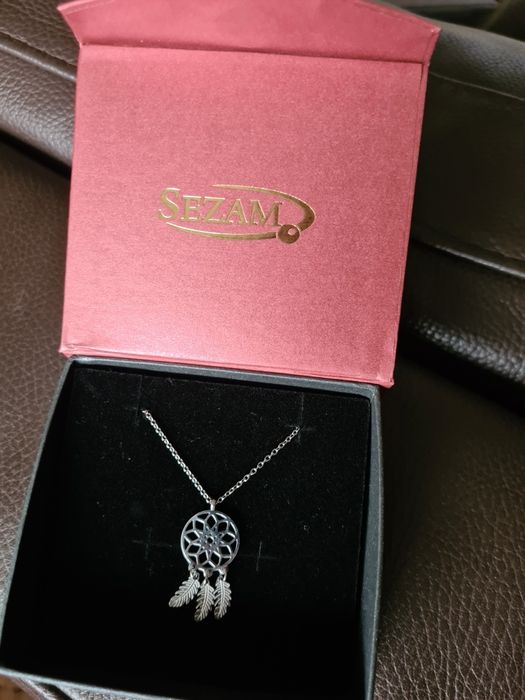 Naszyjnik łapacz snów 3 cm łańcuszek 42+6 cm pudełko gratis