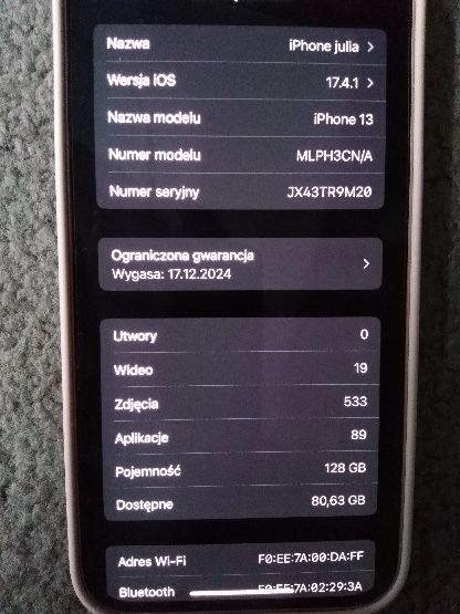 Iphone 13 różowy 128 gb 100% kondycji