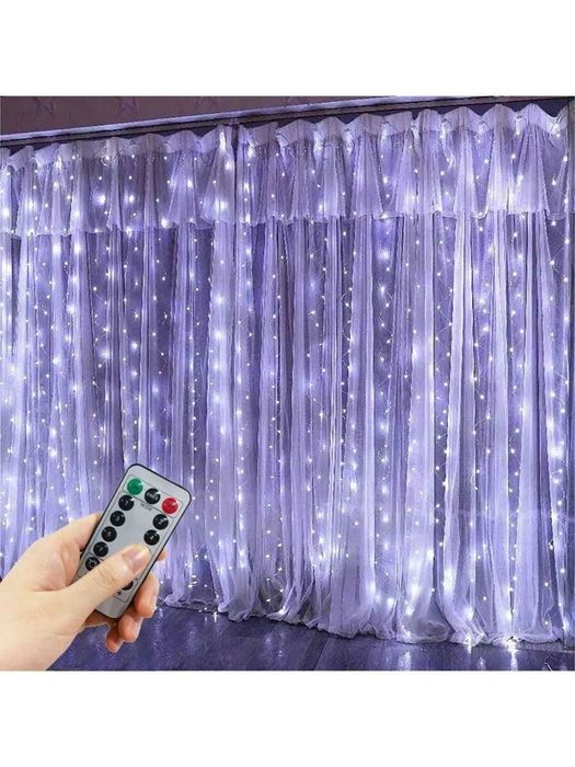 Гірлянда штора лід 3х3 з гачками холодний білий 300 led USB юсб живлен