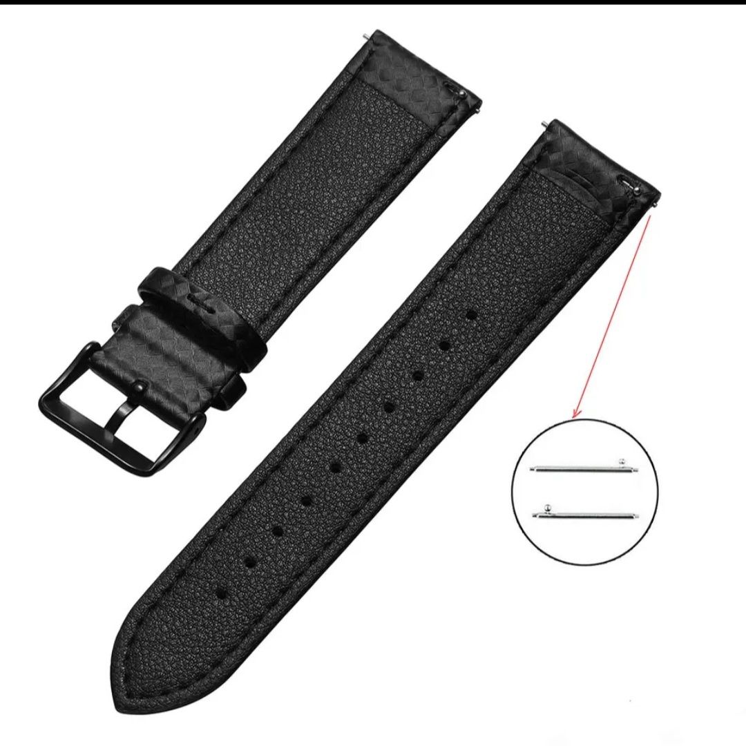 Bracelete Pele Preta Carbono 20mm