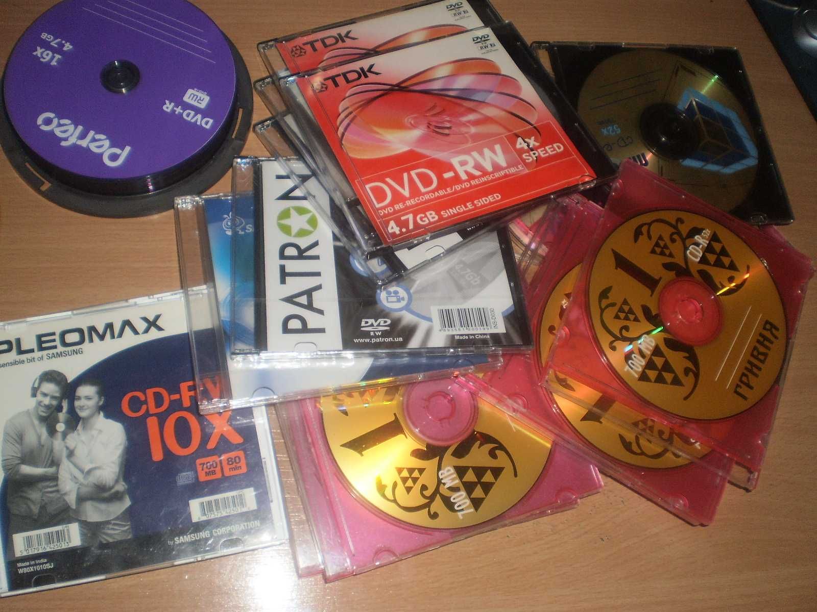 Диски - новые в упаковке - DVD + RW - DVD и CD + RW - CD