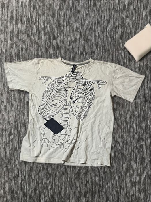 Biały T-shirt koszulka szkielet H&M