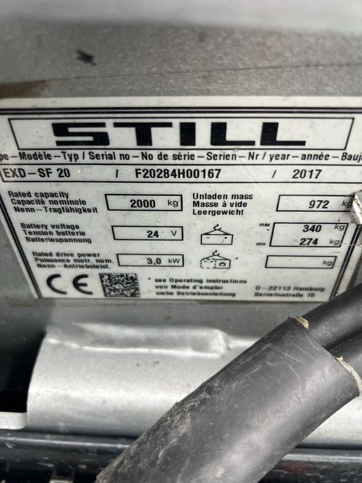 Електричний штабелер, навантажувач, візок STILL EXD-SF20