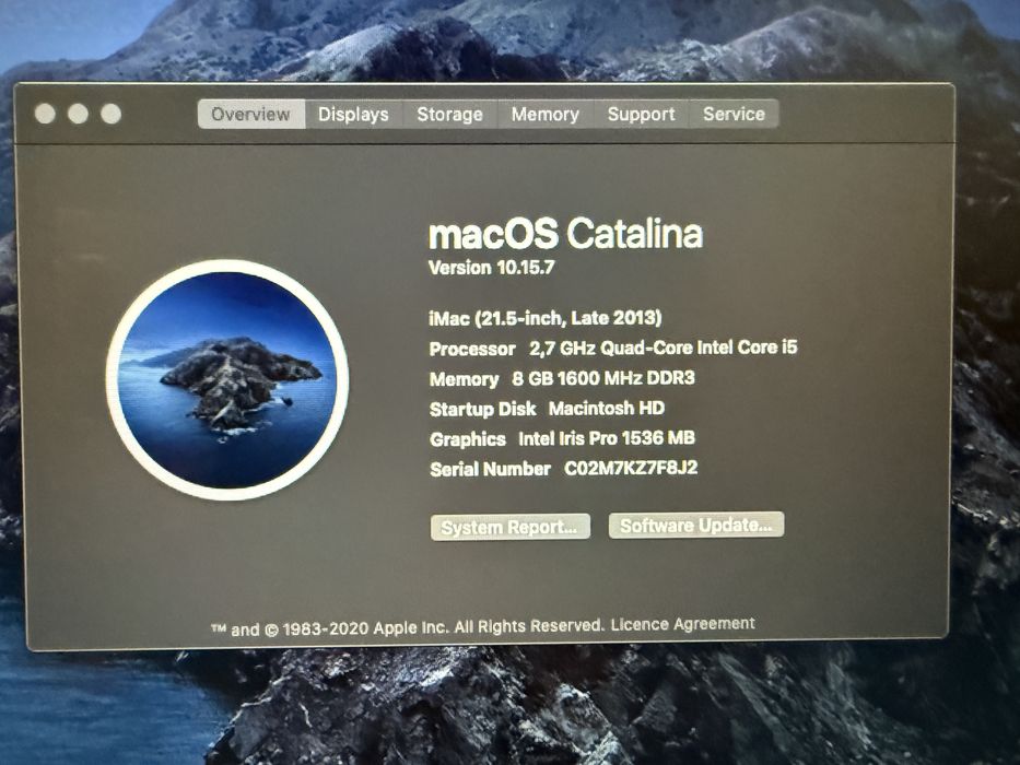 iMac 21.5 2013 1TB HDD i5 8GB ram
