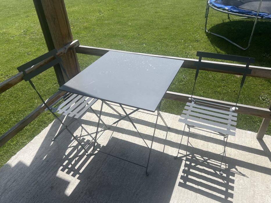 Stolik ogrodowy balkonowy zestaw krzesla metalowe