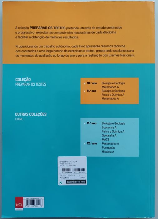Vendo livro preparar os testes Matemática 10 Ano