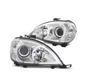 FARÓIS MERCEDES CLASSE ML W163 98-01 LOOK RESTYLING FUNDO CROMADO