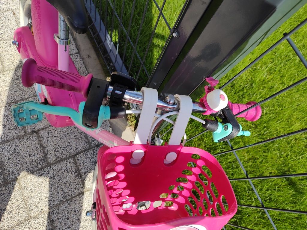 Rower dla dziewczynki jednorożce firmy BTWIN, 14 calowe koła