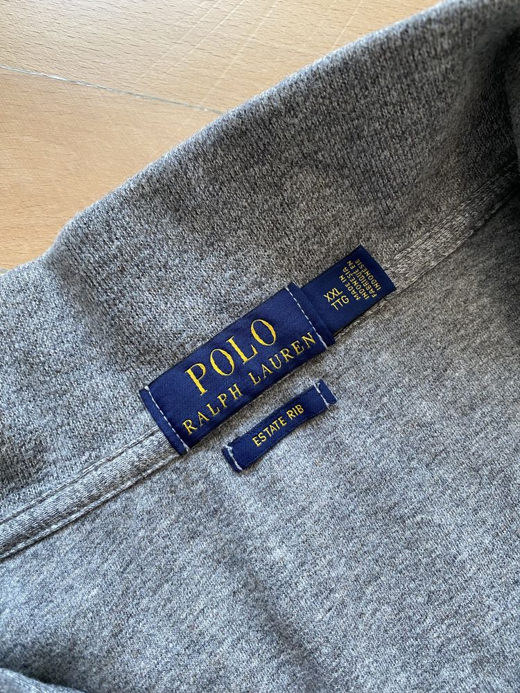 Męska szara bluza half zip Ralph Lauren XXL kolrowy konik