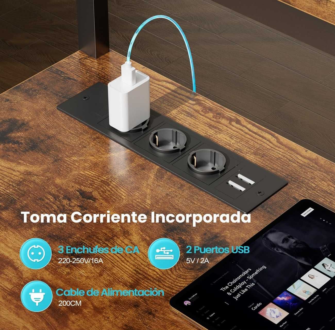 Secretária Gamer com Estante, Luzes RGB e Suporte Monitor
