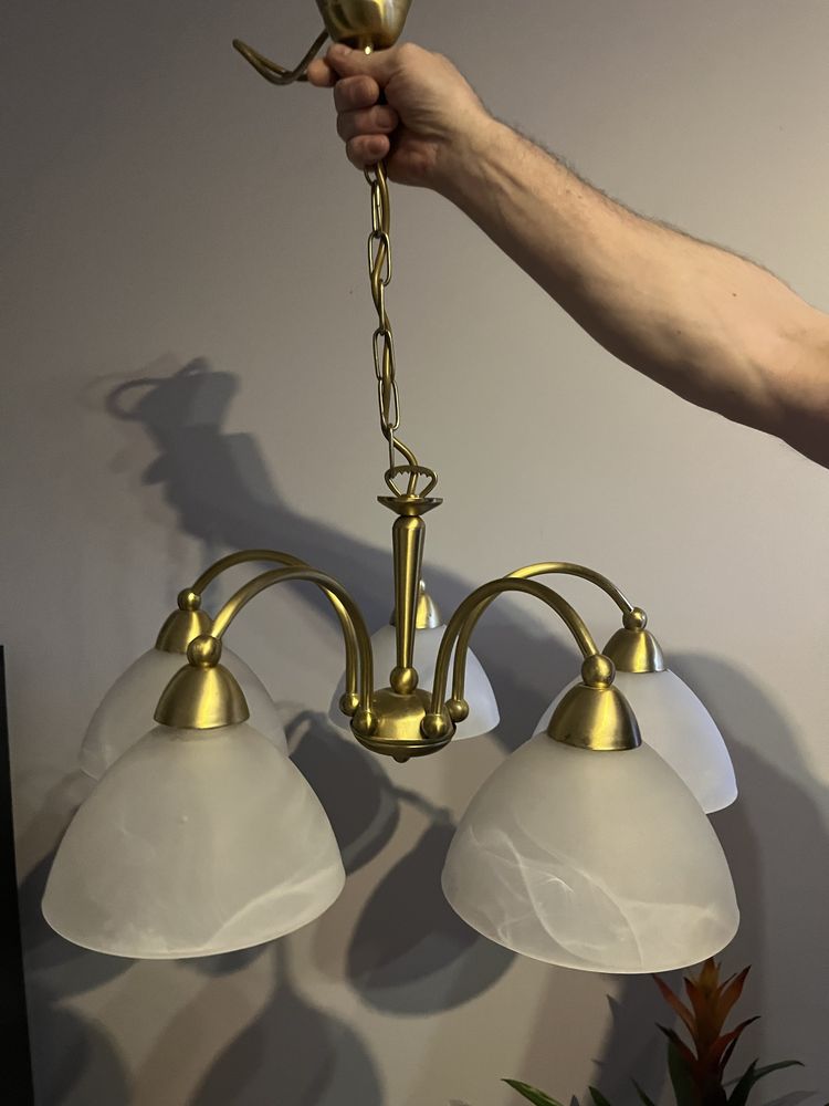 Piecia ramienna lampa sufitowa prl vintage zlota