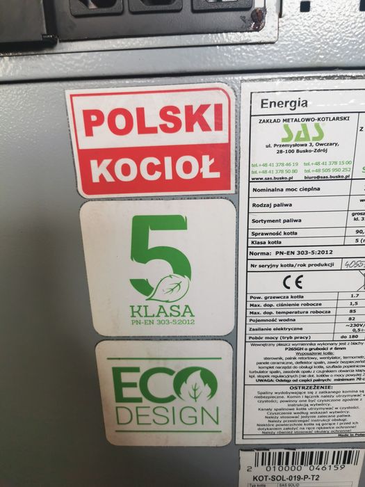 Sprzedam. Kocioł sas ekogroszek 19kw używany 5 lat