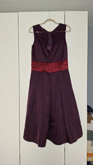 Sukienka satynowa na święta midi 42 Top Secret śliwkowa