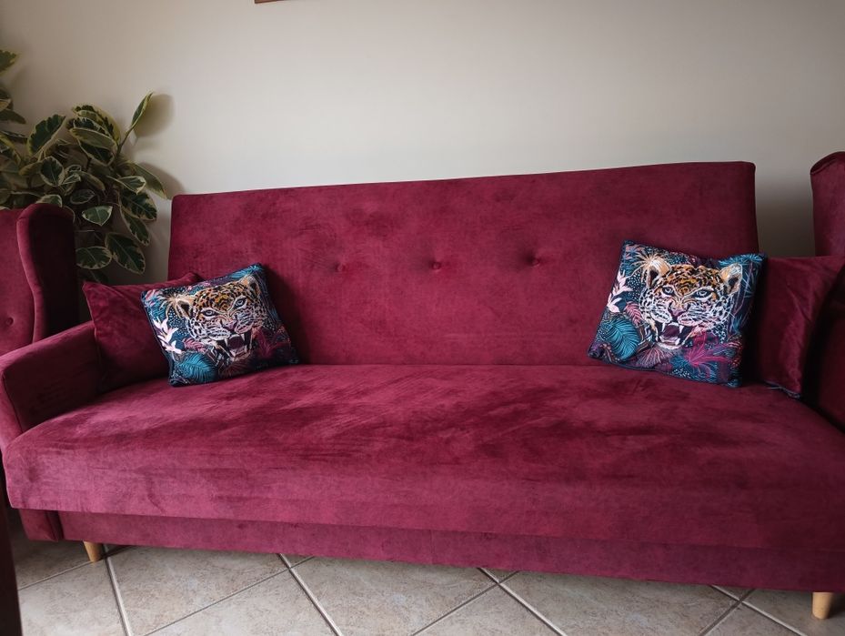 Zestaw kanapa rozkładana i dwa fotele