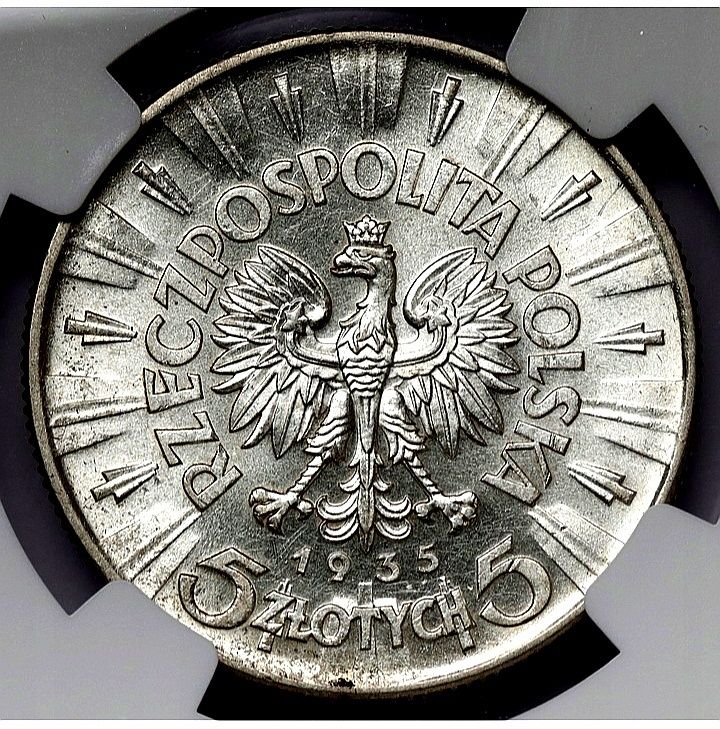 Moneta Józef Piłsudski 1935r 5zl NGC AU58