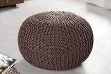 WYPRZEDAŻ Pufa dziergana Leeds 50 cm ciemna czekolada