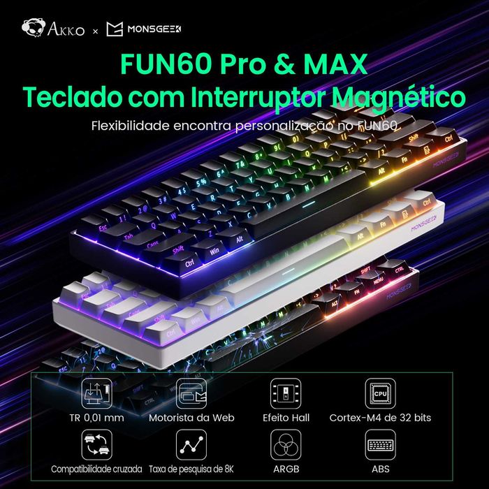 Teclado com switch Magnético  Monsgeek FUN60Pro60%