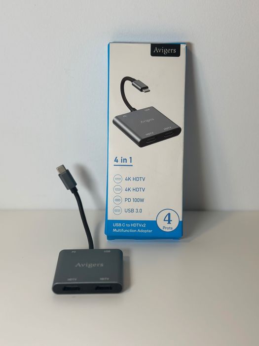 Adapter USB C na Dual HDMI, adapter 4 w 1 USB C na HDMI 4K 60 Hz